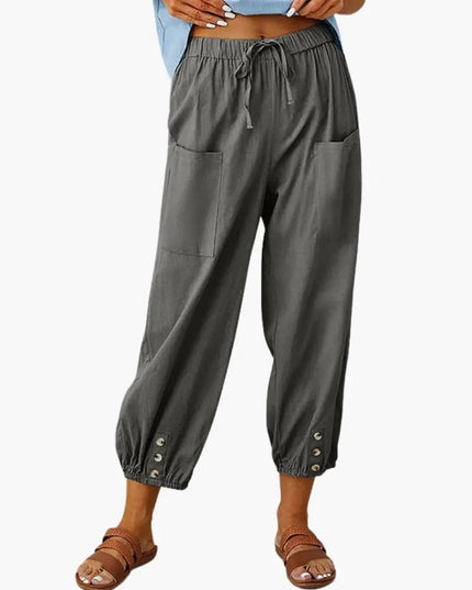 Women’s Casual Pants with Drawstring and Side Pockets