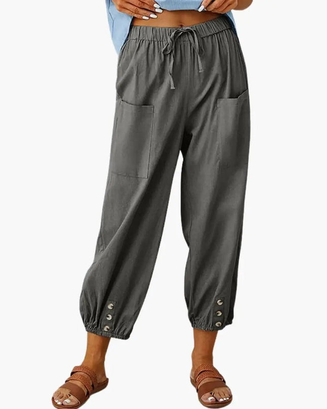 Women’s Casual Pants with Drawstring and Side Pockets