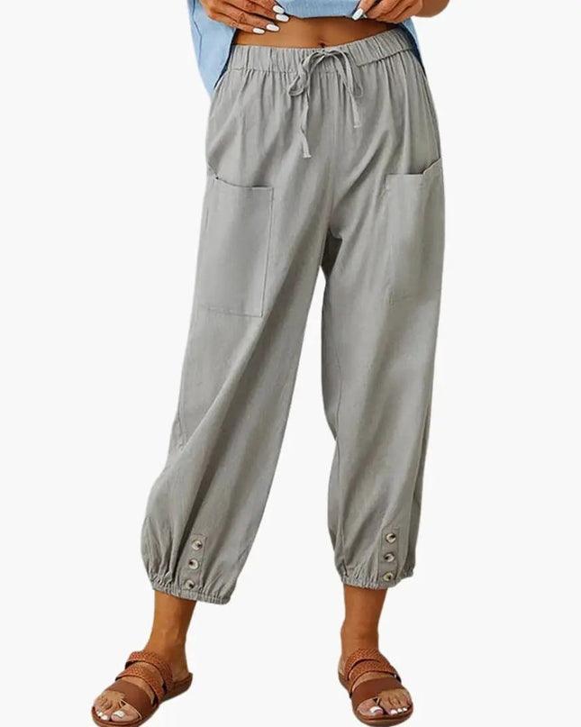 Women’s Casual Pants with Drawstring and Side Pockets