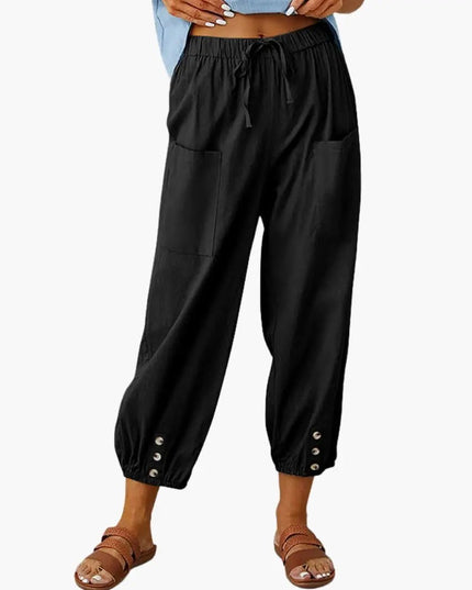 Women’s Casual Pants with Drawstring and Side Pockets