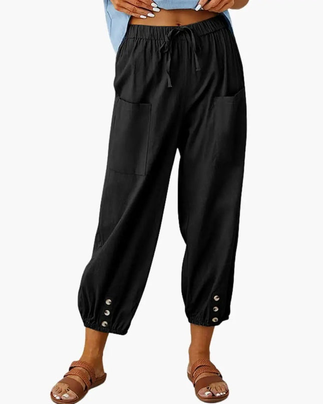 Women’s Casual Pants with Drawstring and Side Pockets
