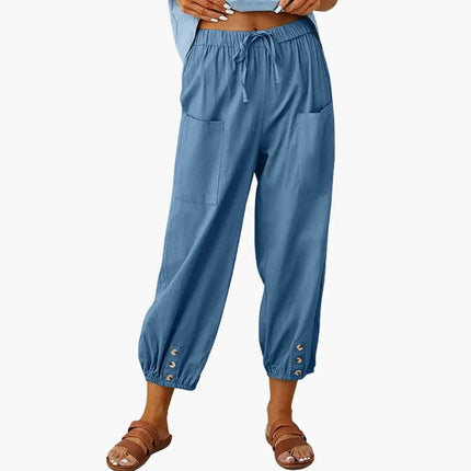 Women’s Casual Pants with Drawstring and Side Pockets