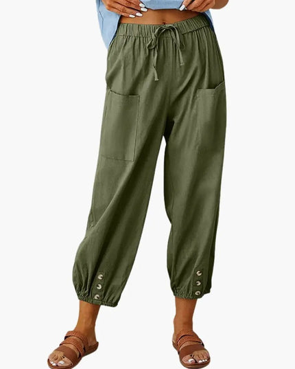 Women’s Casual Pants with Drawstring and Side Pockets