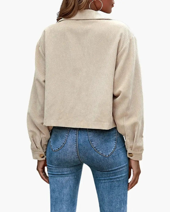 Women’s Corduroy Transitional Jacket with Lapel Collar