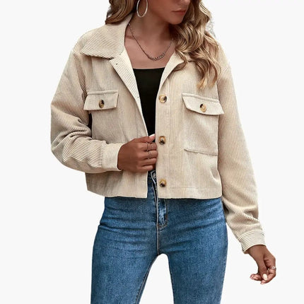 Women’s Corduroy Transitional Jacket with Lapel Collar