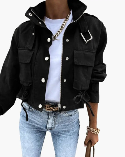Women’s Cropped Jacket with Flap Pockets