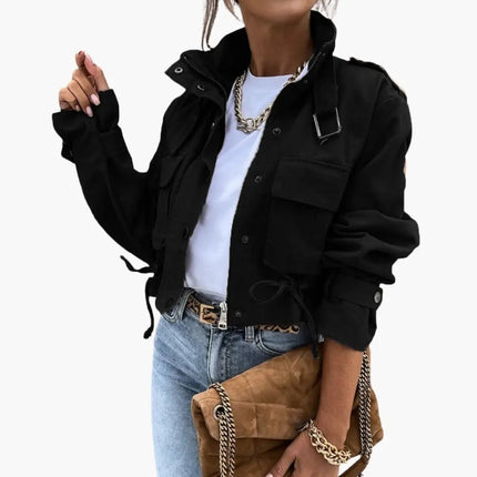 Women’s Cropped Jacket with Flap Pockets