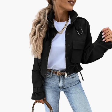 Women’s Cropped Jacket with Flap Pockets