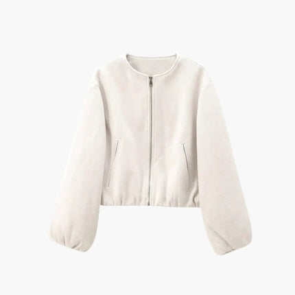 Women’s Cropped Jacket with Zipper Closure