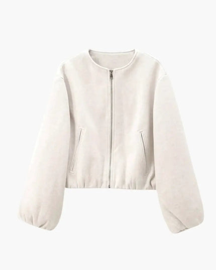 Women’s Cropped Jacket with Zipper Closure