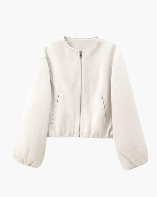 Women’s Cropped Jacket with Zipper Closure