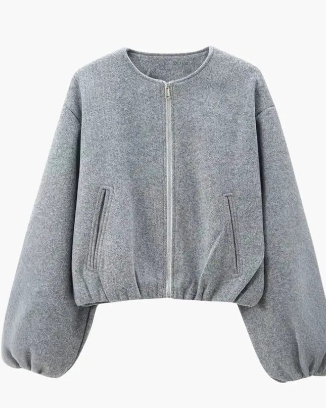 Women’s Cropped Jacket with Zipper Closure