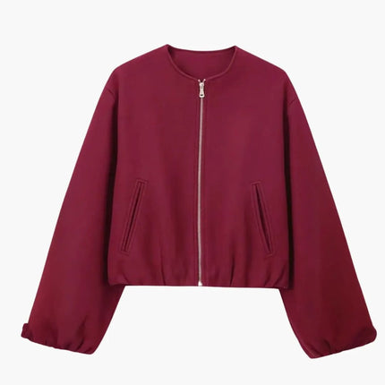 Women’s Cropped Jacket with Zipper Closure