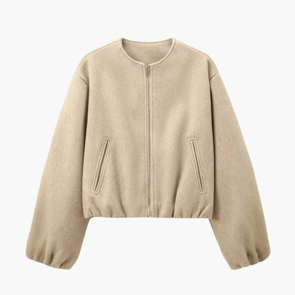 Women’s Cropped Jacket with Zipper Closure
