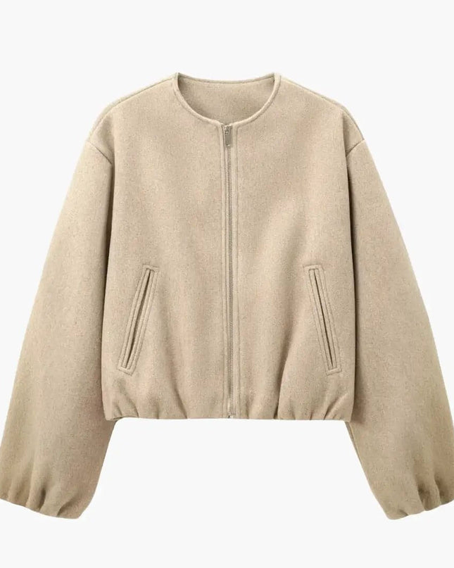 Women’s Cropped Jacket with Zipper Closure