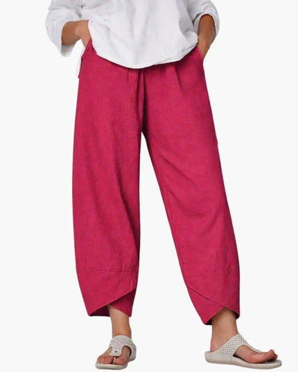 Women’s Elastic Waist Tapered Pants Full-Length Everyday Trousers