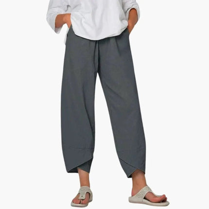 Women’s Elastic Waist Tapered Pants Full-Length Everyday Trousers