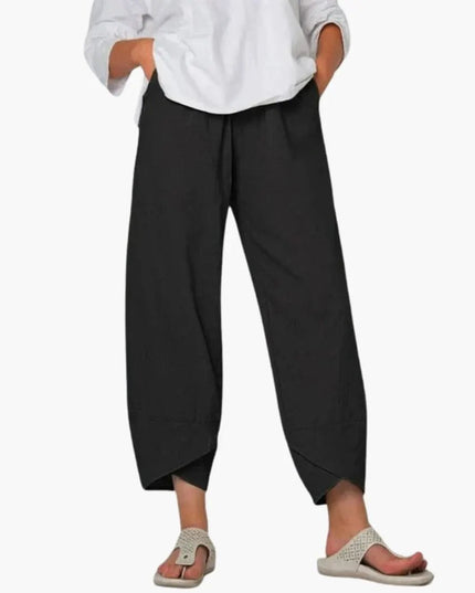 Women’s Elastic Waist Tapered Pants Full-Length Everyday Trousers