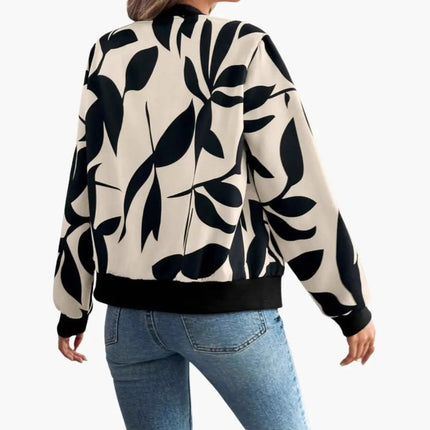 Women’s Floral Bomber Jacket with Zip Front