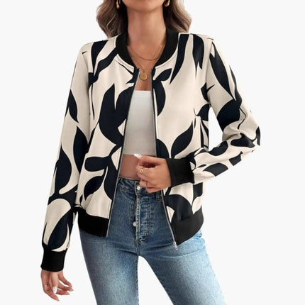 Women’s Floral Bomber Jacket with Zip Front