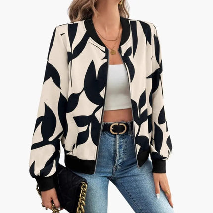 Women’s Floral Bomber Jacket with Zip Front
