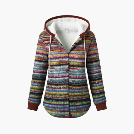 Women’s Hooded Cardigan with Striped Knit