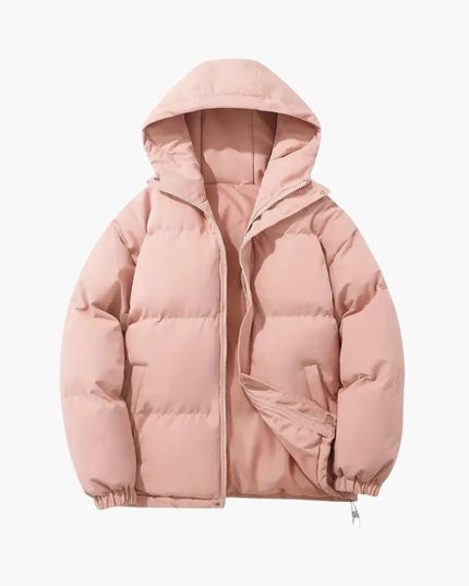 Women's Hooded Jacket with Zipper and Exterior Stitching