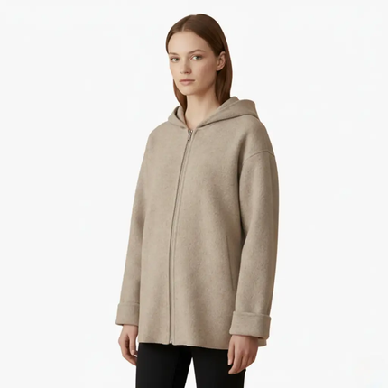 Women’s Hooded Jacket with Zipper and Pockets