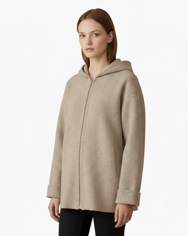 Women’s Hooded Jacket with Zipper and Pockets