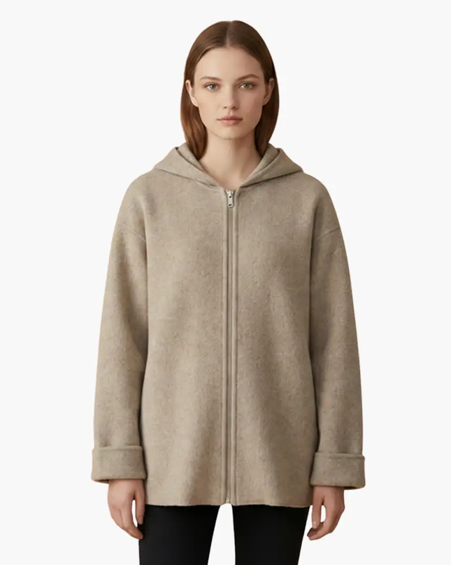 Women’s Hooded Jacket with Zipper and Pockets