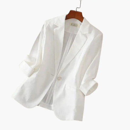Women’s Linen Blazer with Roll-Up Sleeves