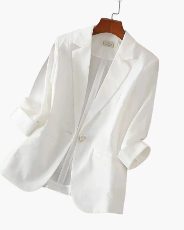 Women’s Linen Blazer with Roll-Up Sleeves