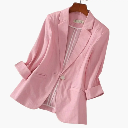Women’s Linen Blazer with Roll-Up Sleeves