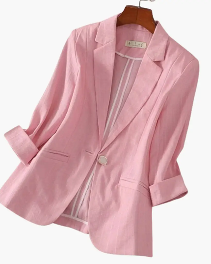 Women’s Linen Blazer with Roll-Up Sleeves