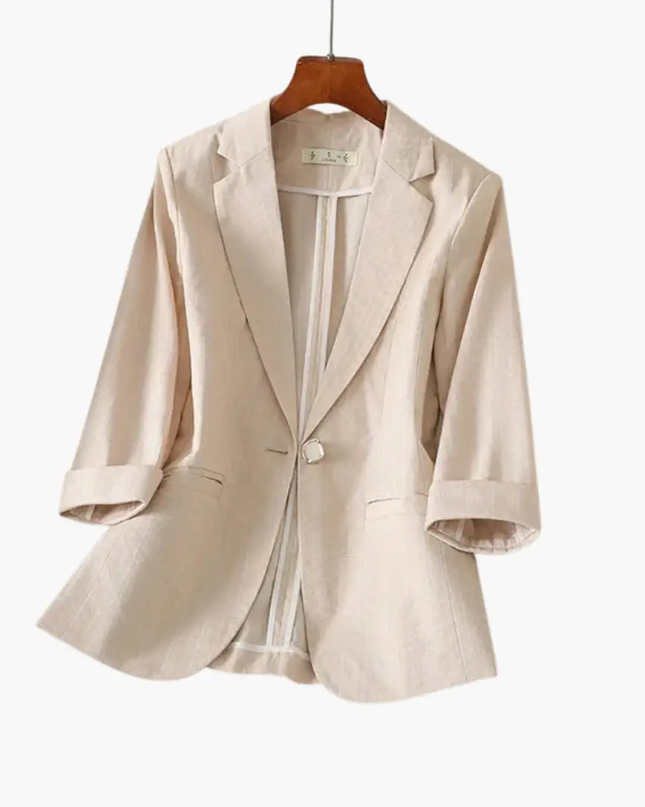 Women’s Linen Blazer with Roll-Up Sleeves