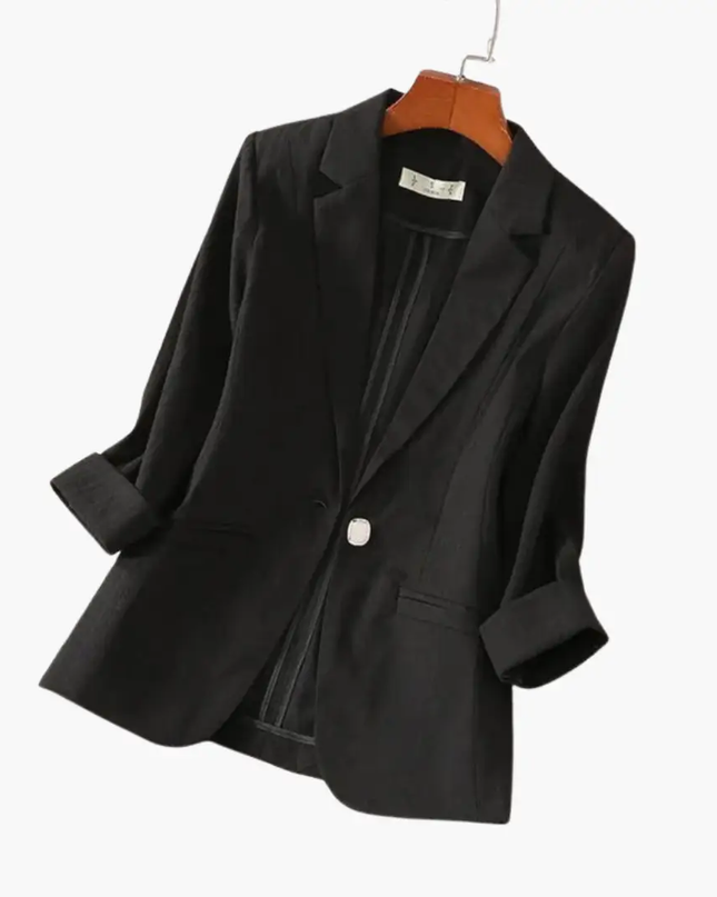 Women’s Linen Blazer with Roll-Up Sleeves