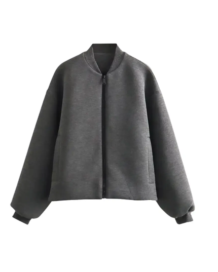 Women’s Long Sleeve Bomber Jacket with Front Zipper