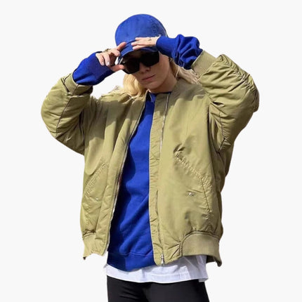 Women’s Oversized Bomber Jacket with Lining and Patch Pockets