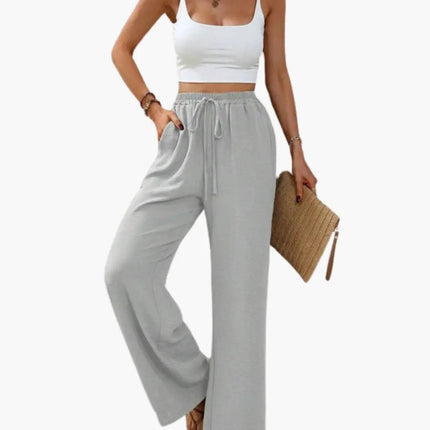 Women’s Palazzo Pants with Elastic Waistband and Practical Pockets