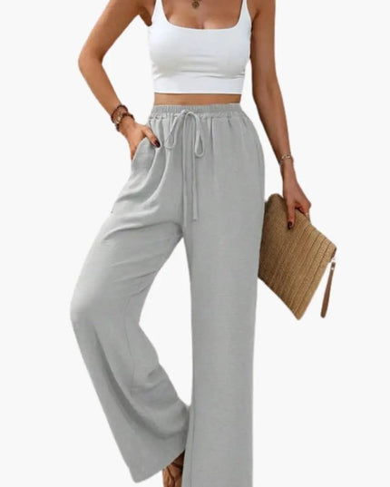 Women’s Palazzo Pants with Elastic Waistband and Practical Pockets