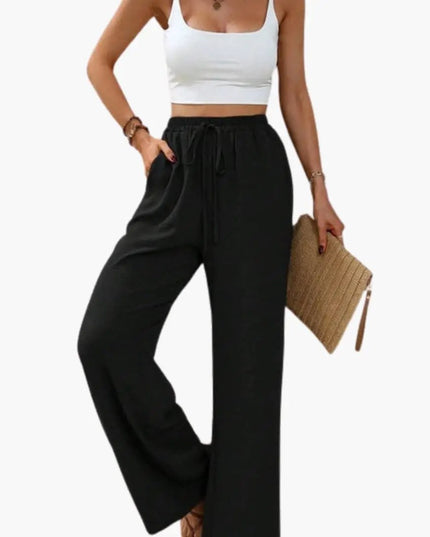 Women’s Palazzo Pants with Elastic Waistband and Practical Pockets