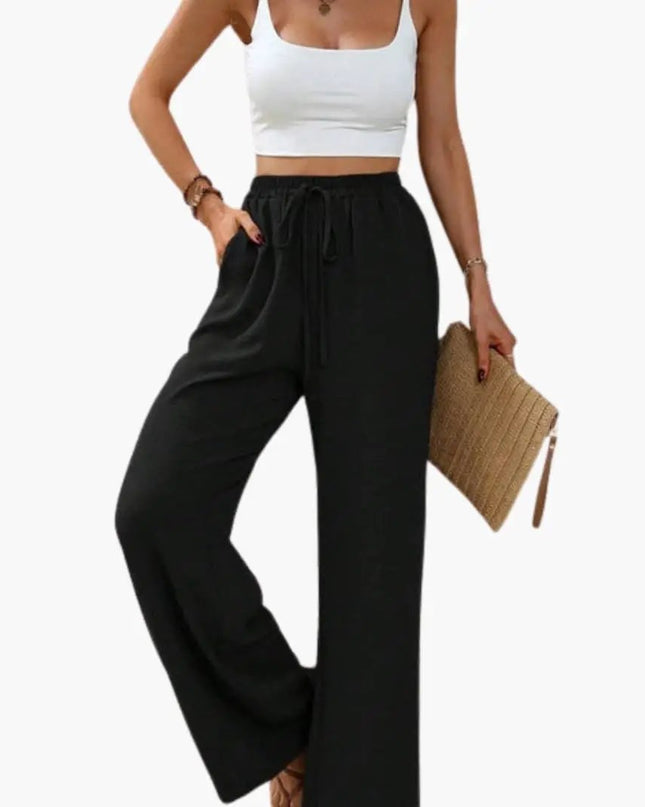 Women’s Palazzo Pants with Elastic Waistband and Practical Pockets