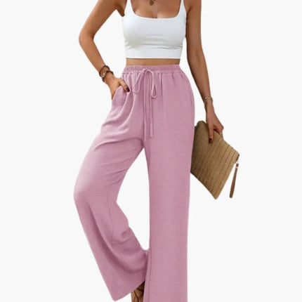 Women’s Palazzo Pants with Elastic Waistband and Practical Pockets