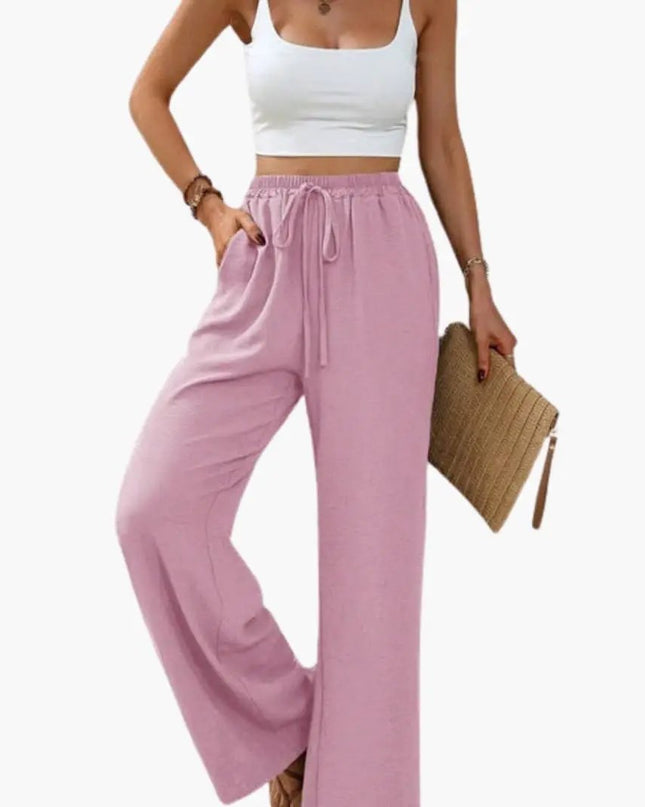 Women’s Palazzo Pants with Elastic Waistband and Practical Pockets