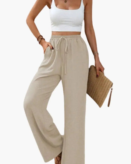 Women’s Palazzo Pants with Elastic Waistband and Practical Pockets