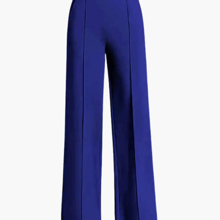 Women's Palazzo Pants with High Waist and Side Pleats
