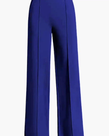Women's Palazzo Pants with High Waist and Side Pleats