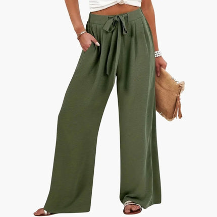 Women’s Palazzo Pants with Tie Waist and Side Pockets