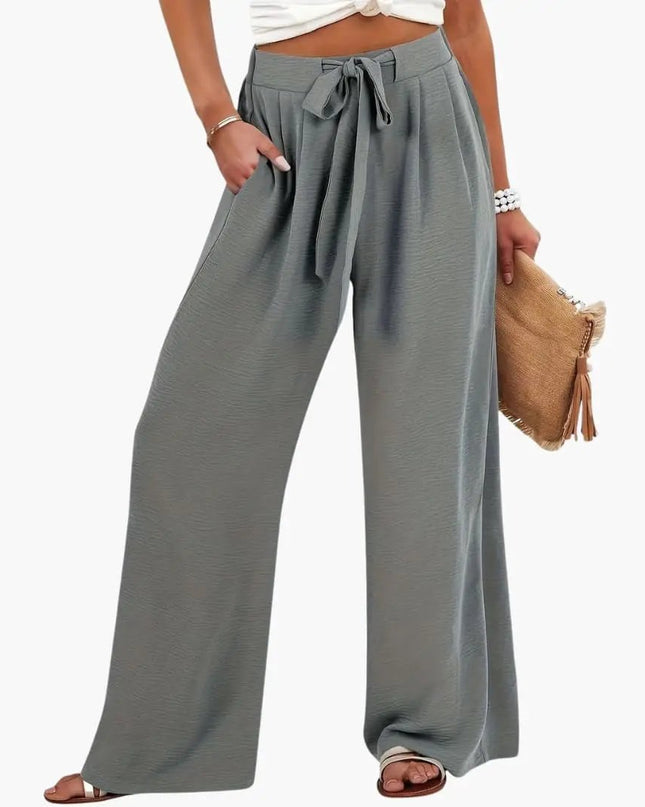 Women’s Palazzo Pants with Tie Waist and Side Pockets