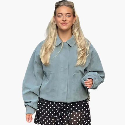 Women’s Short Bomber Jacket with Zip Front and Side Pockets